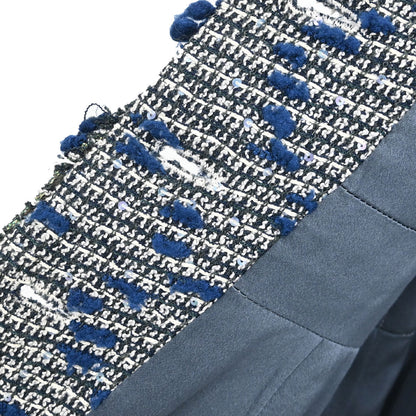 Chanel 2007 Single Breasted Sequins Tweed Jacket Blue #38