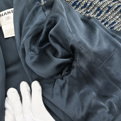 Chanel 2007 Single Breasted Sequins Tweed Jacket Blue #38