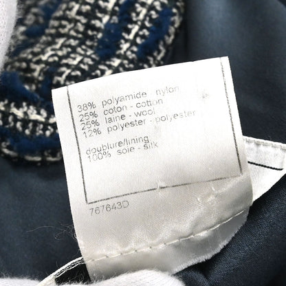 Chanel 2007 Single Breasted Sequins Tweed Jacket Blue #38