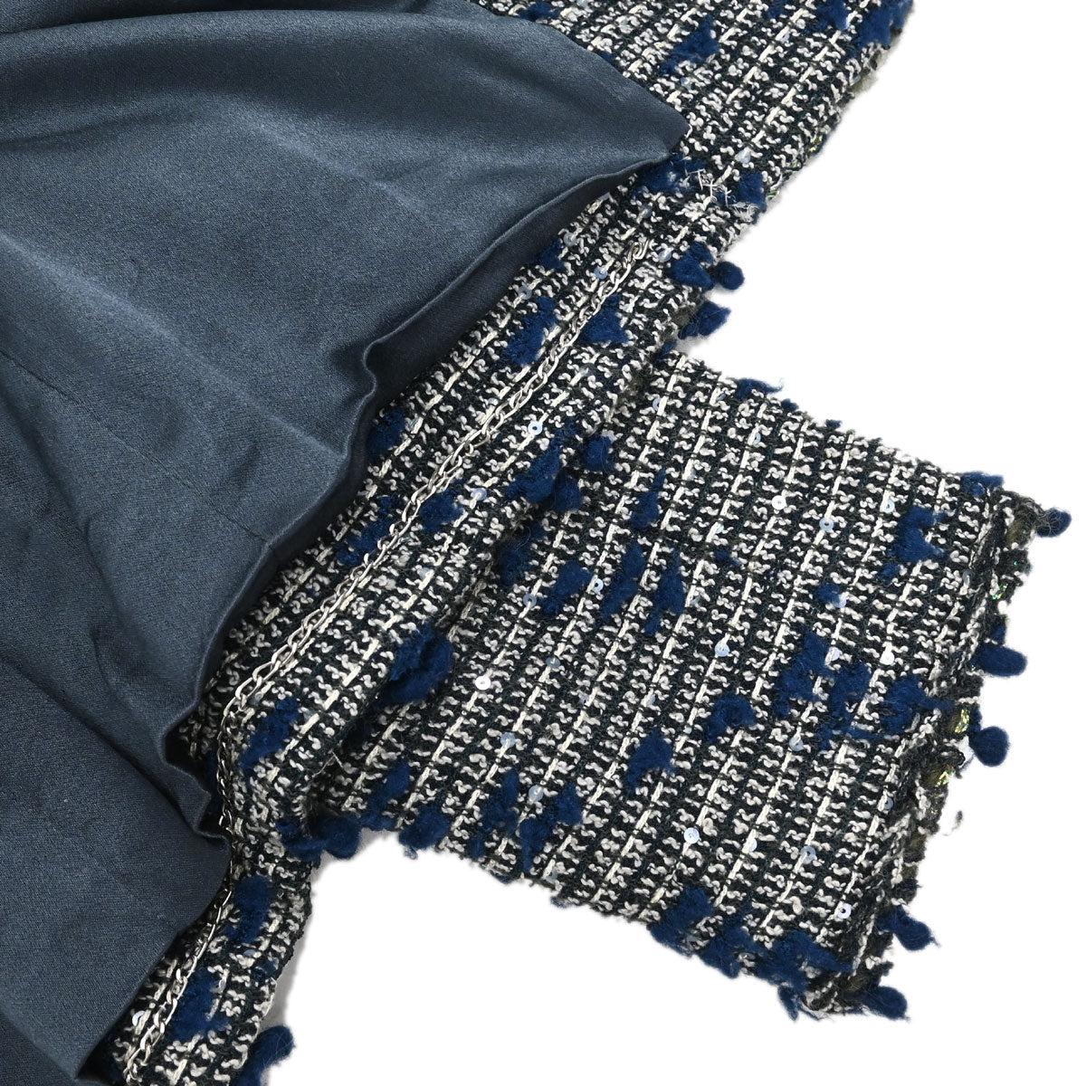 Chanel 2007 Single Breasted Sequins Tweed Jacket Blue #38