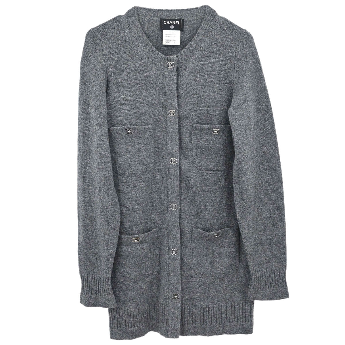 Chanel 2010 Cardigan Turnlock Button Gray #38