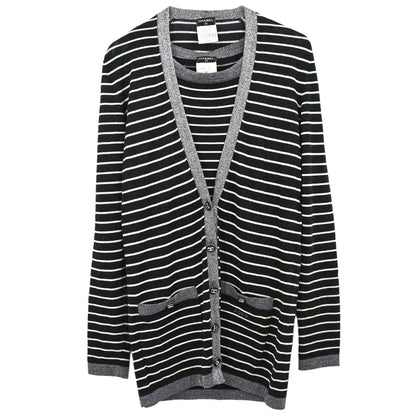 Chanel 2009 Set Cardigan Top Border Black #34