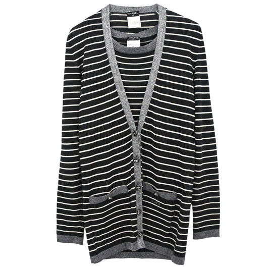 Chanel 2009 Set Cardigan Top Border Black #34