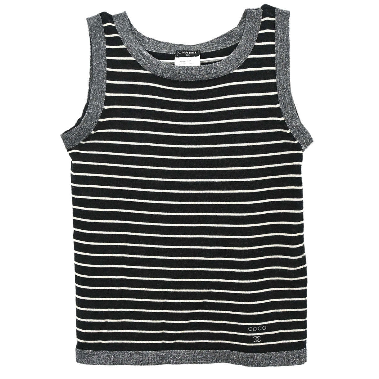 Chanel 2009 Set Cardigan Top Border Black #34