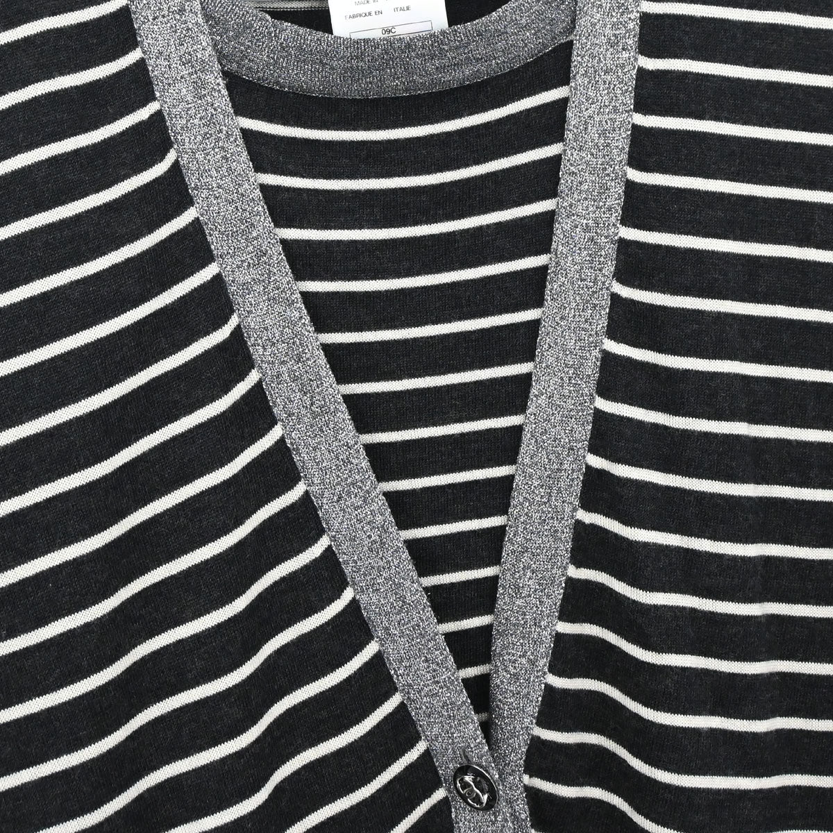 Chanel 2009 Set Cardigan Top Border Black #34