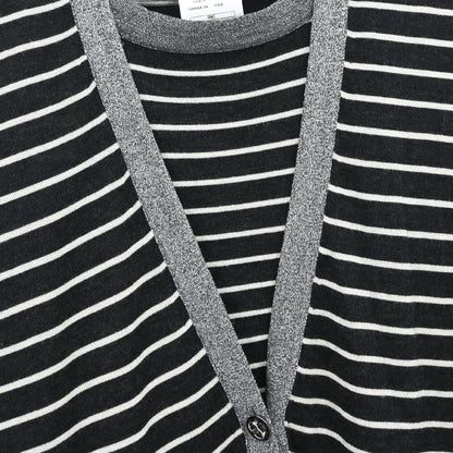 Chanel 2009 Set Cardigan Top Border Black #34