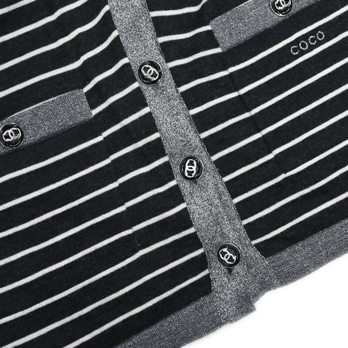 Chanel 2009 Set Cardigan Top Border Black #34