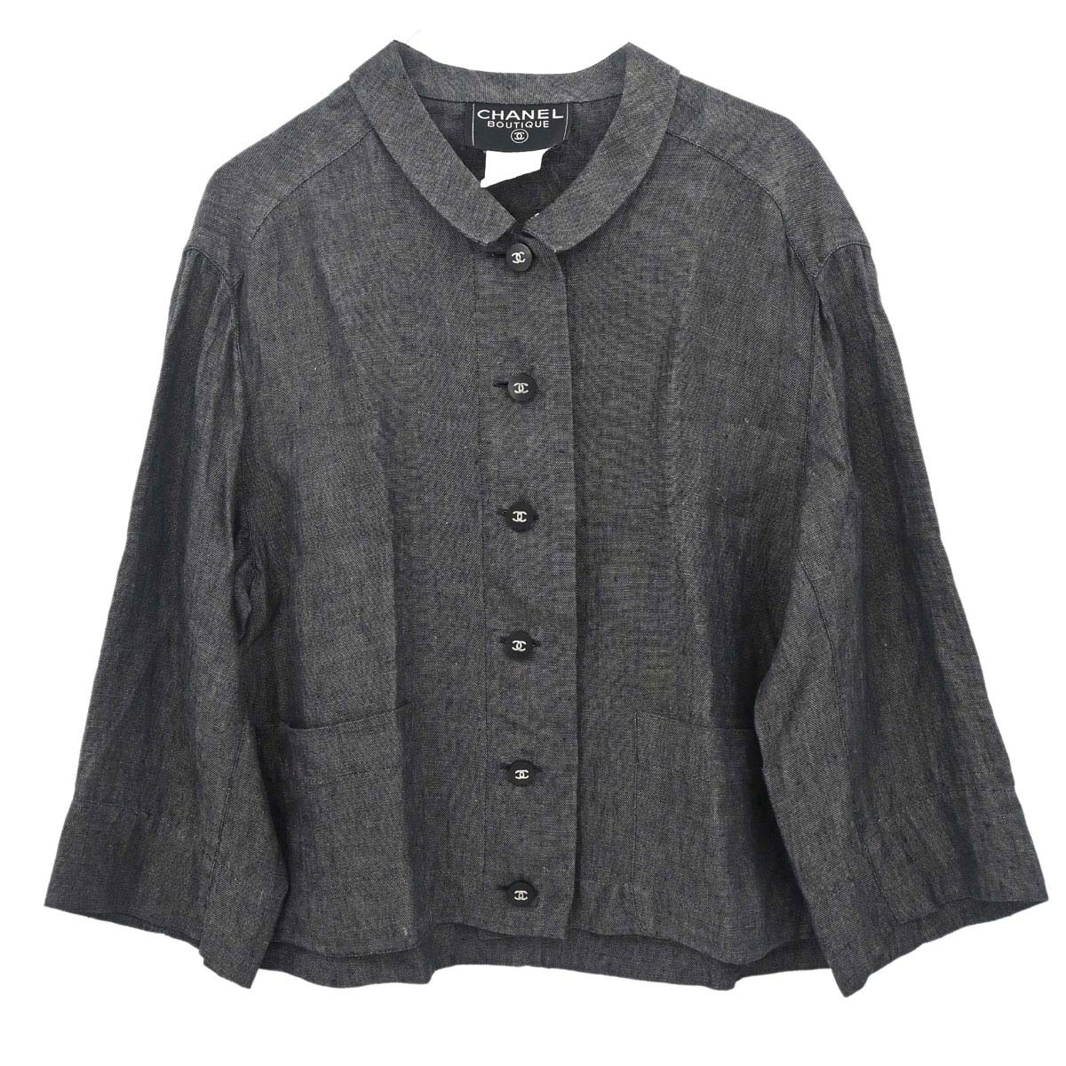 Chanel 1996 Linen Shirt Black #36
