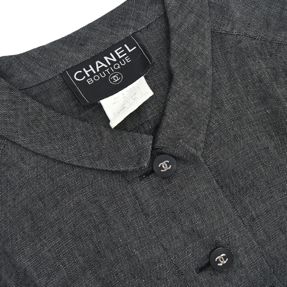 Chanel 1996 Linen Shirt Black #36