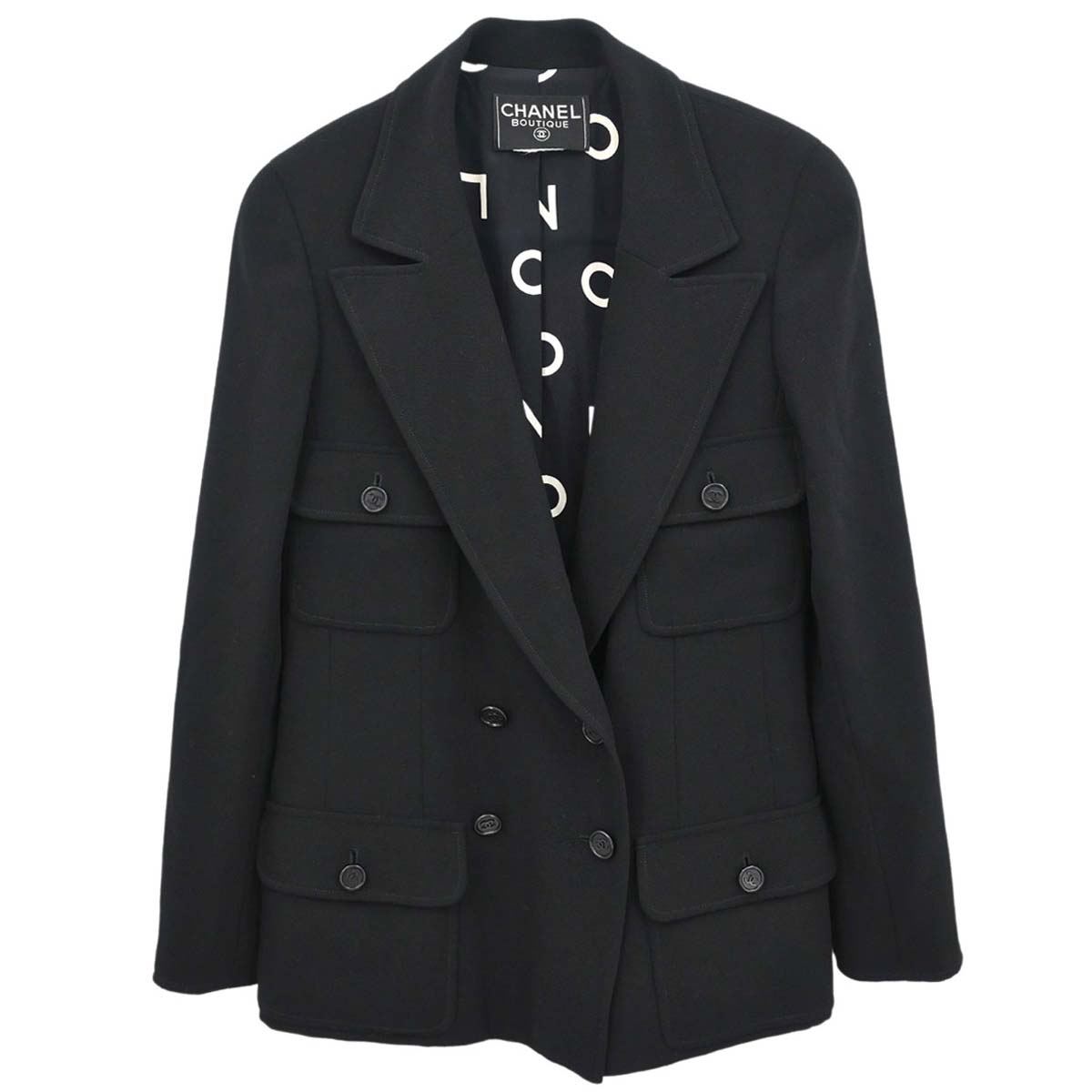 Chanel Double Breasted Jacket Black