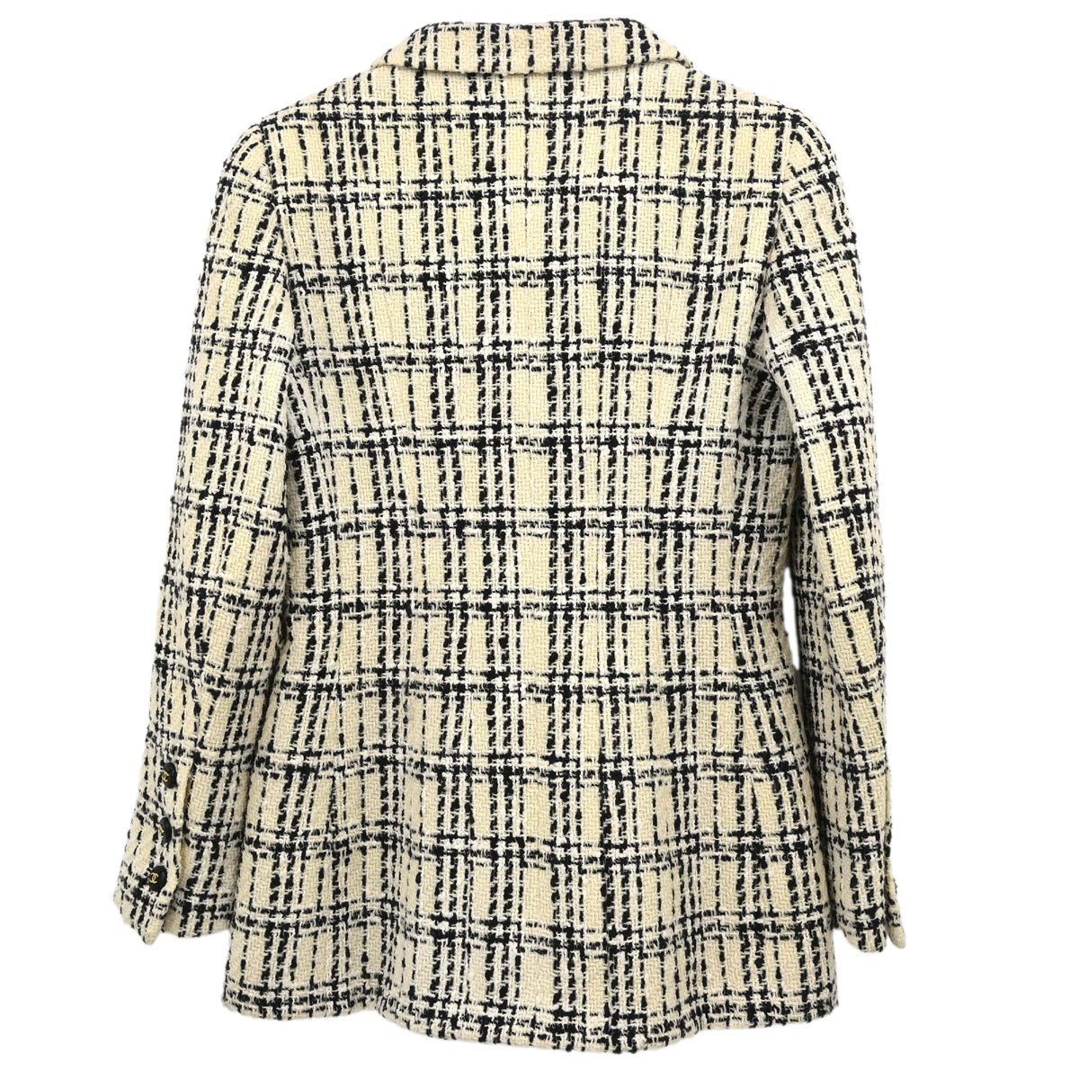 Chanel 1995 Single Breasted Tweed Check Jacket Ivory #36