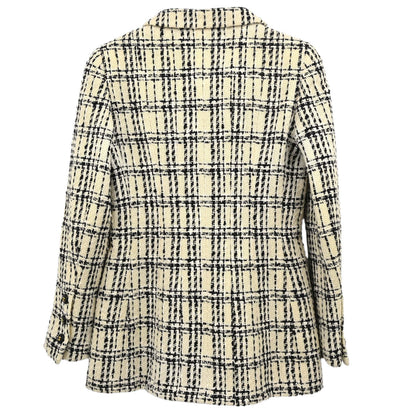 Chanel 1995 Single Breasted Tweed Check Jacket Ivory #36