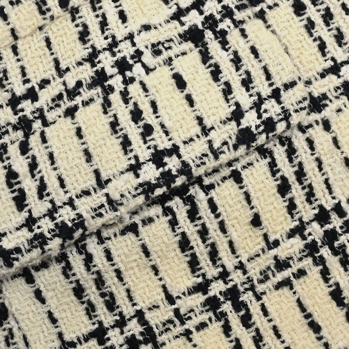 Chanel 1995 Single Breasted Tweed Check Jacket Ivory #36