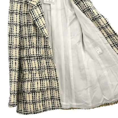 Chanel 1995 Single Breasted Tweed Check Jacket Ivory #36