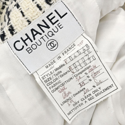 Chanel 1995 Single Breasted Tweed Check Jacket Ivory #36