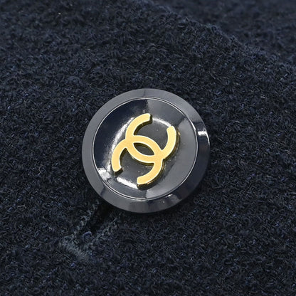 Chanel 1995 Collarless Single Breasted Jacket Navy #38