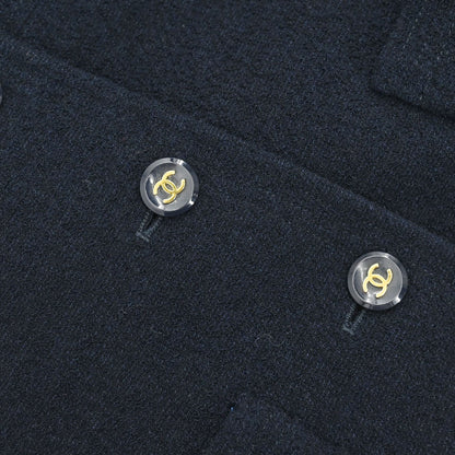 Chanel 1995 Collarless Single Breasted Jacket Navy #38