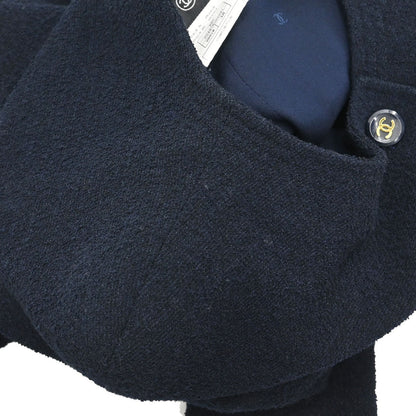 Chanel 1995 Collarless Single Breasted Jacket Navy #38