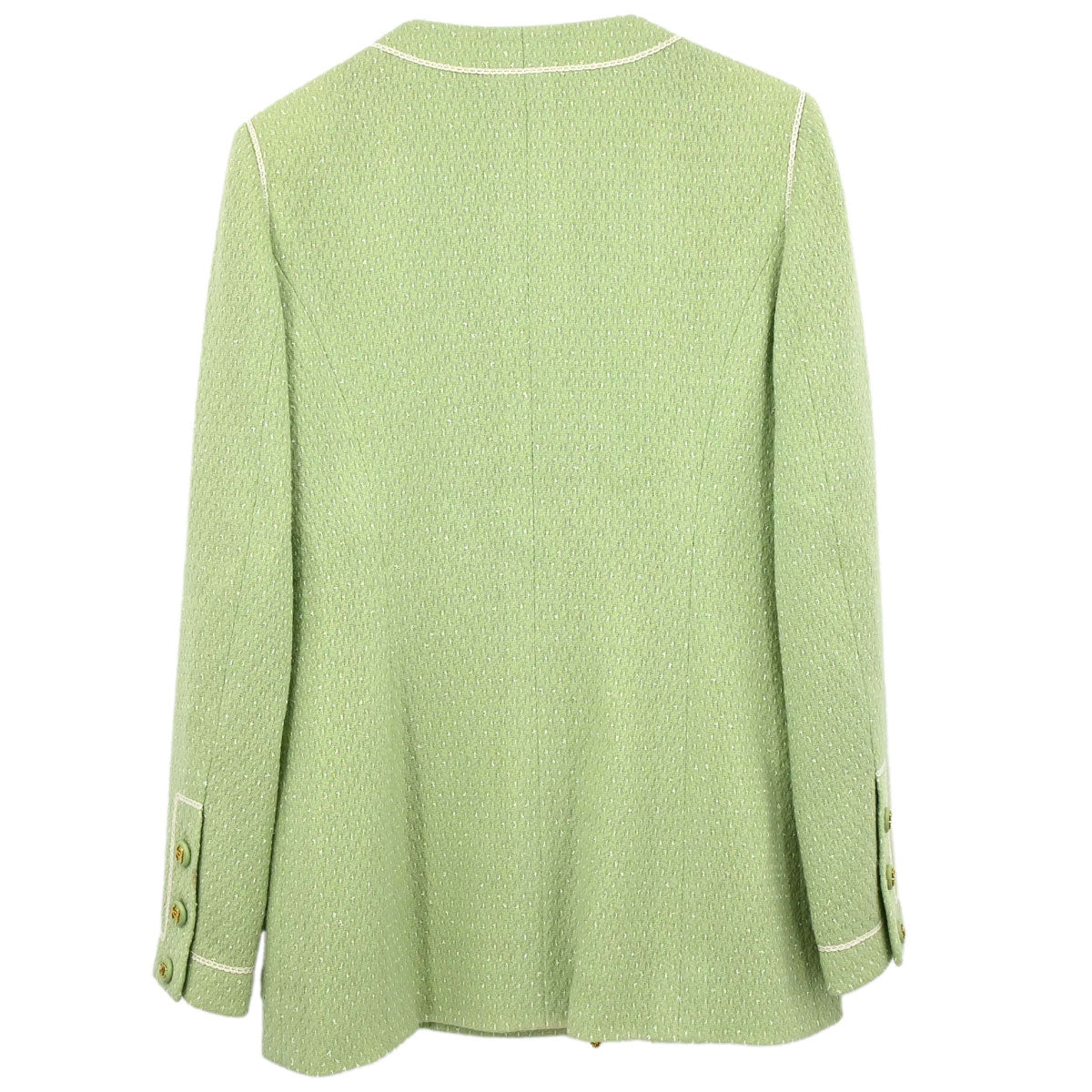 Chanel 1994 Collarless Tweed Jacket Green #38