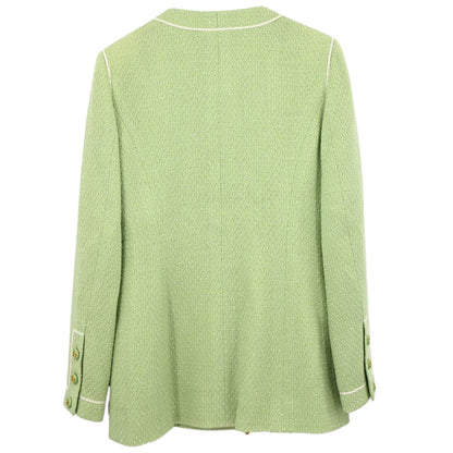 Chanel 1994 Collarless Tweed Jacket Green #38