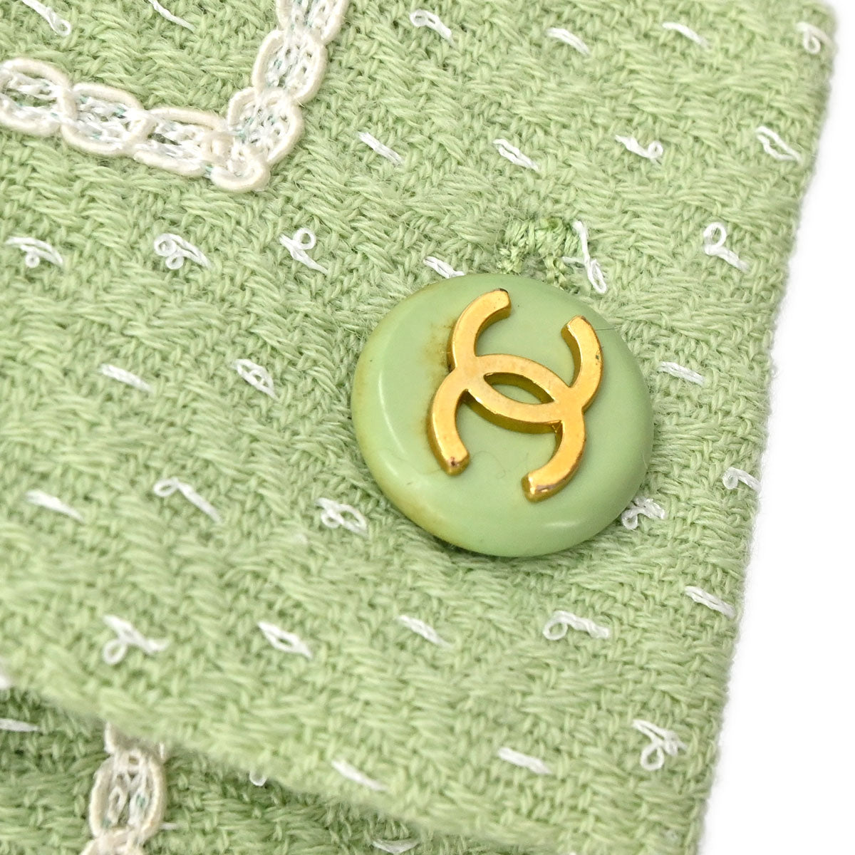 Chanel 1994 Collarless Tweed Jacket Green #38