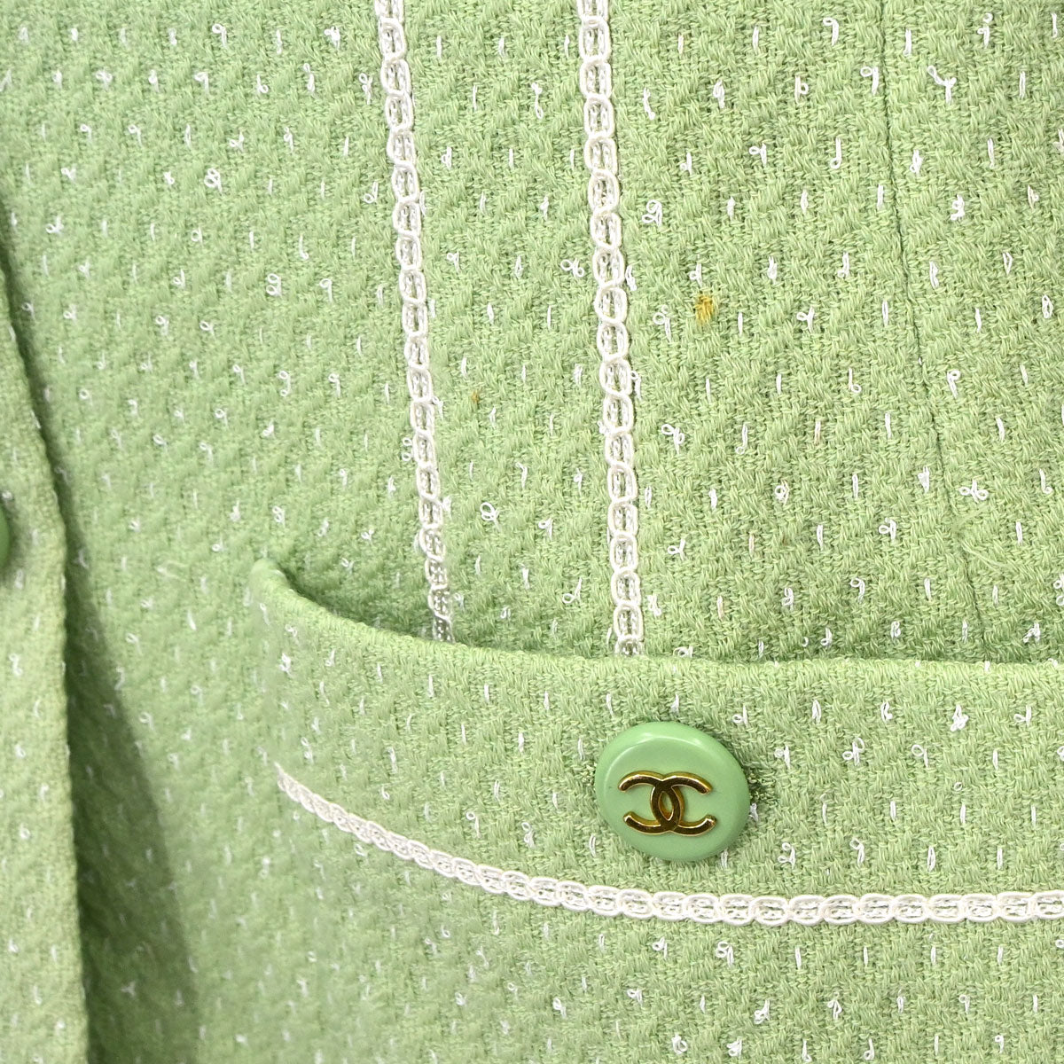 Chanel 1994 Collarless Tweed Jacket Green #38