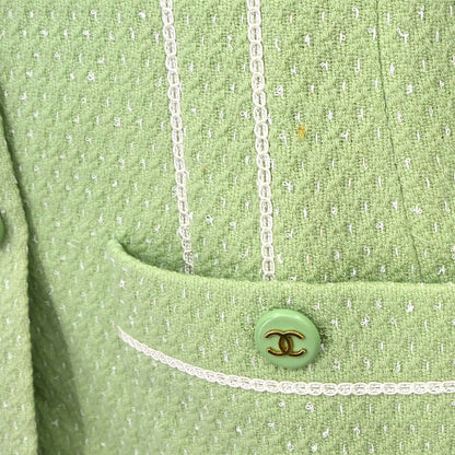 Chanel 1994 Collarless Tweed Jacket Green #38
