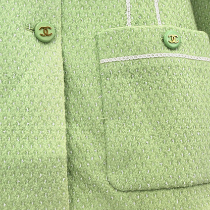 Chanel 1994 Collarless Tweed Jacket Green #38