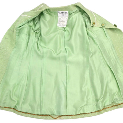 Chanel 1994 Collarless Tweed Jacket Green #38