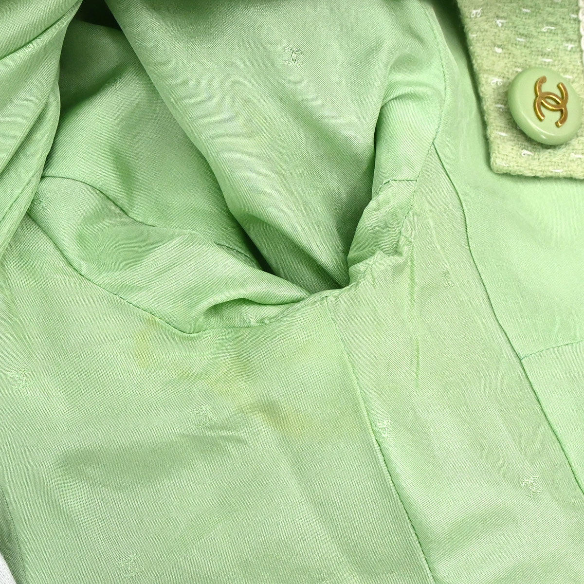 Chanel 1994 Collarless Tweed Jacket Green #38