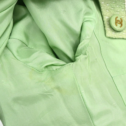 Chanel 1994 Collarless Tweed Jacket Green #38