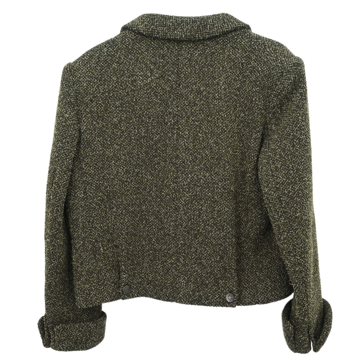 Chanel 1997 Double Breasted Tweed Jacket Khaki #40