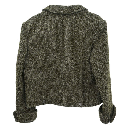 Chanel 1997 Double Breasted Tweed Jacket Khaki #40