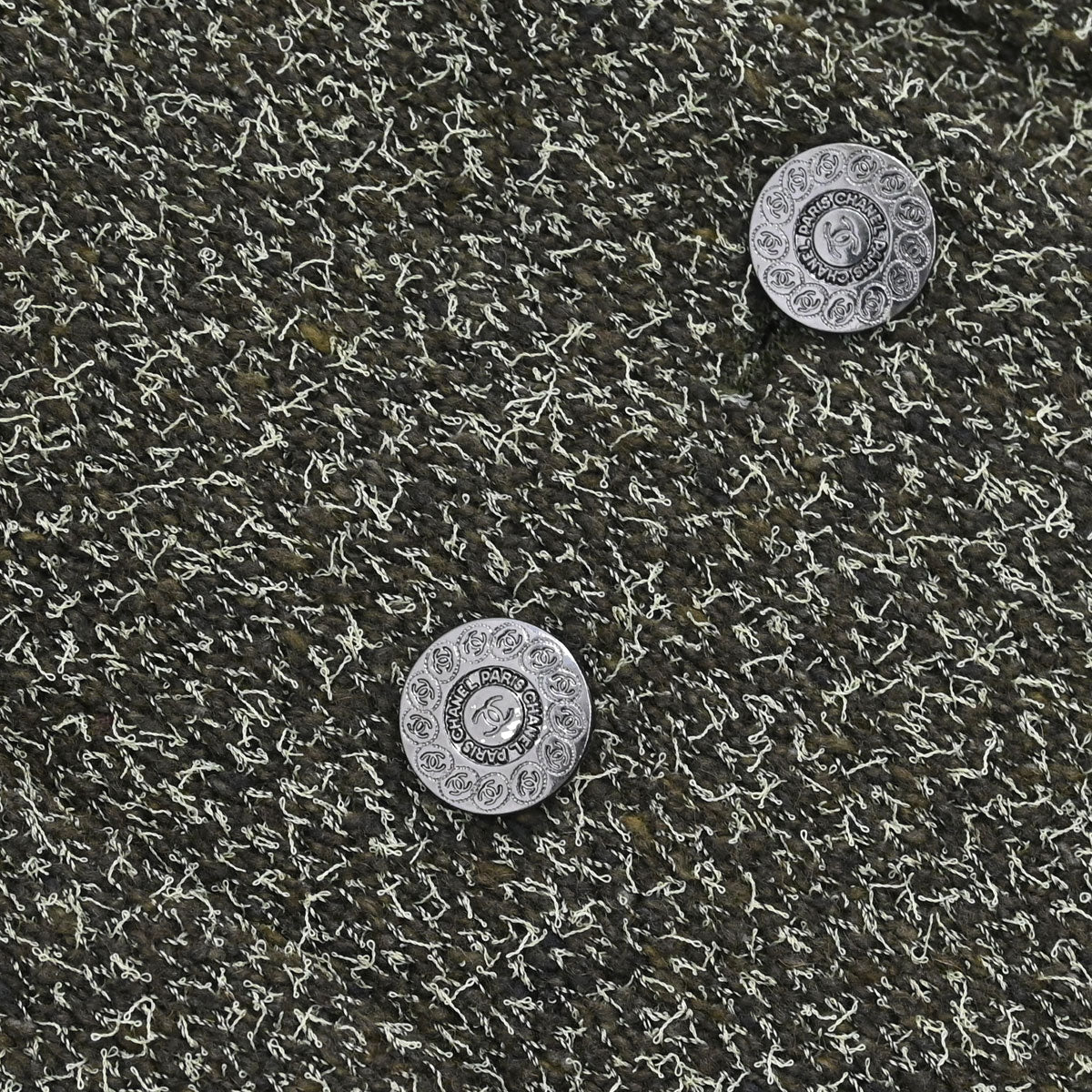 Chanel 1997 Double Breasted Tweed Jacket Khaki #40