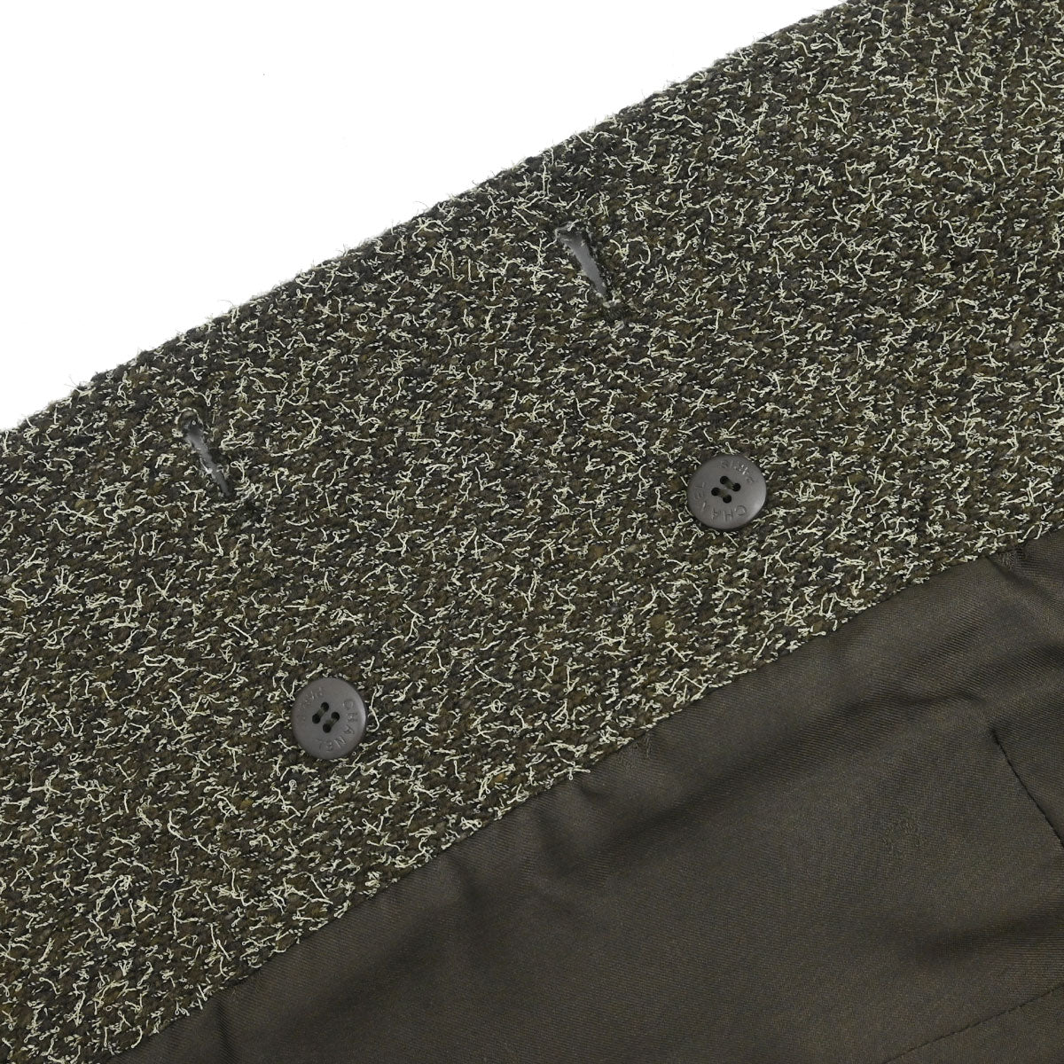 Chanel 1997 Double Breasted Tweed Jacket Khaki #40