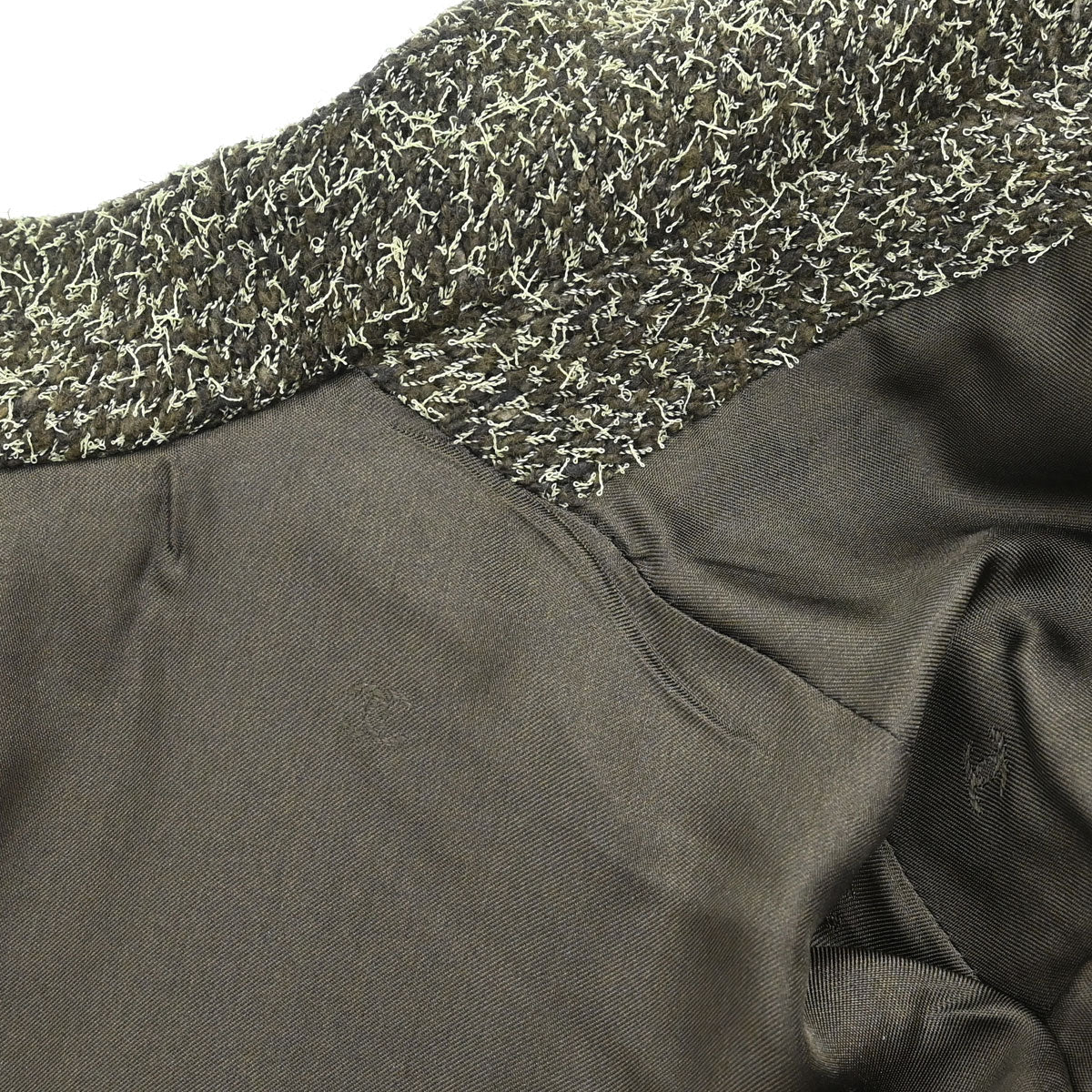 Chanel 1997 Double Breasted Tweed Jacket Khaki #40
