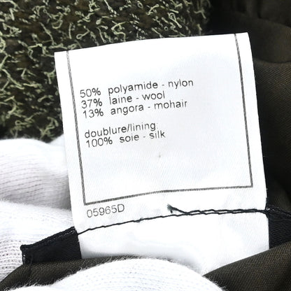 Chanel 1997 Double Breasted Tweed Jacket Khaki #40