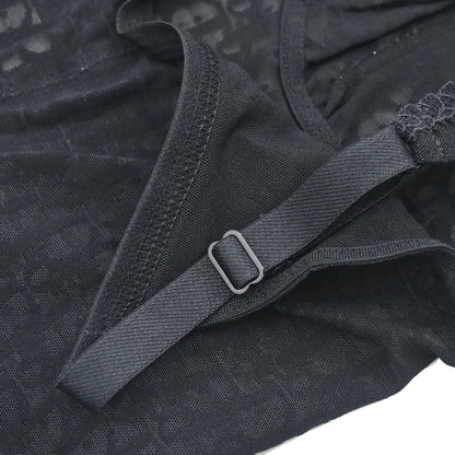 Christian Dior Trotter Lingerie Mesh Lace Bodysuit Black #80A/M