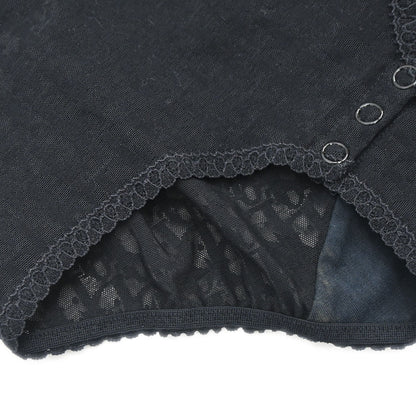 Christian Dior Trotter Lingerie Mesh Lace Bodysuit Black #80A/M