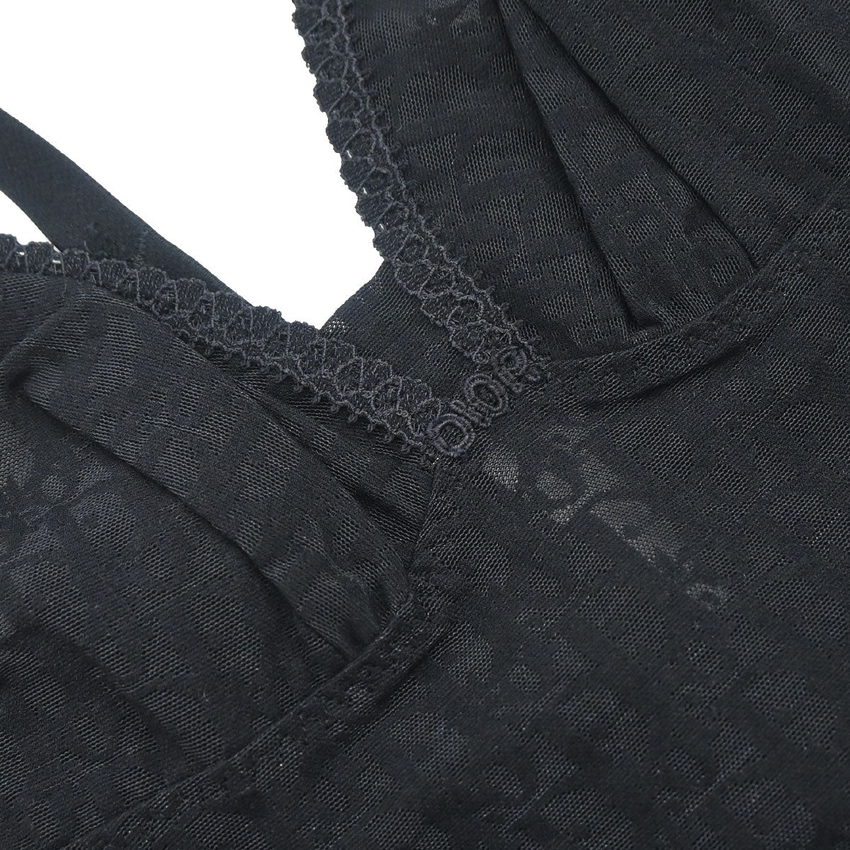 Christian Dior Trotter Lingerie Mesh Lace Bodysuit Black #80A/M
