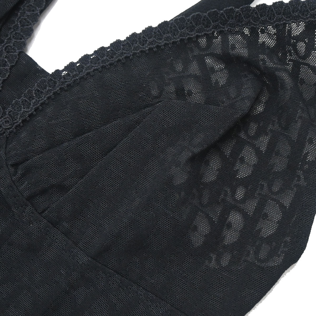 Christian Dior Trotter Lingerie Mesh Lace Bodysuit Black #80A/M