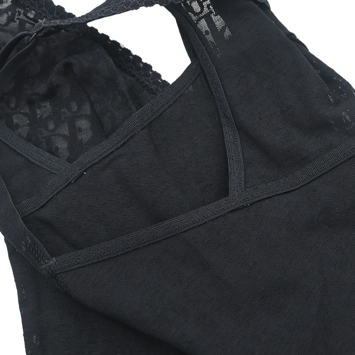 Christian Dior Trotter Lingerie Mesh Lace Bodysuit Black #80A/M