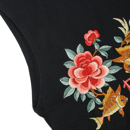 Christian Dior 2001 Sleeveless Tank Top Embroidery Black #40