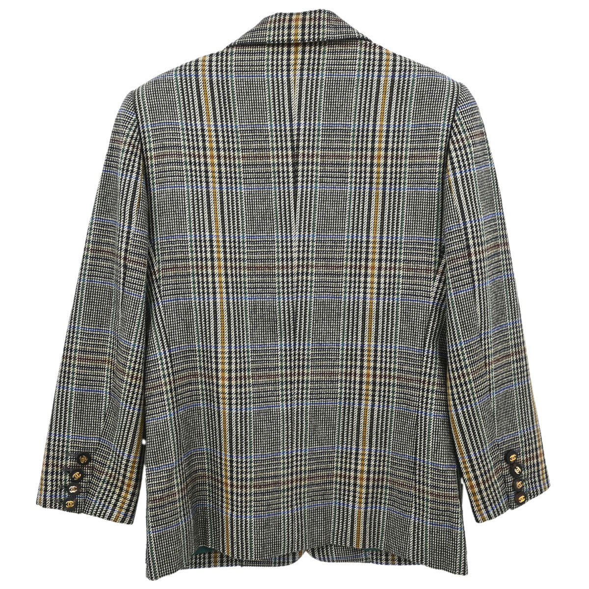 Chanel Single Breasted Check Jacket Gray #34
