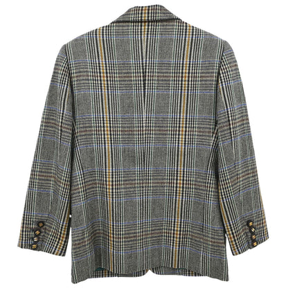 Chanel Single Breasted Check Jacket Gray #34