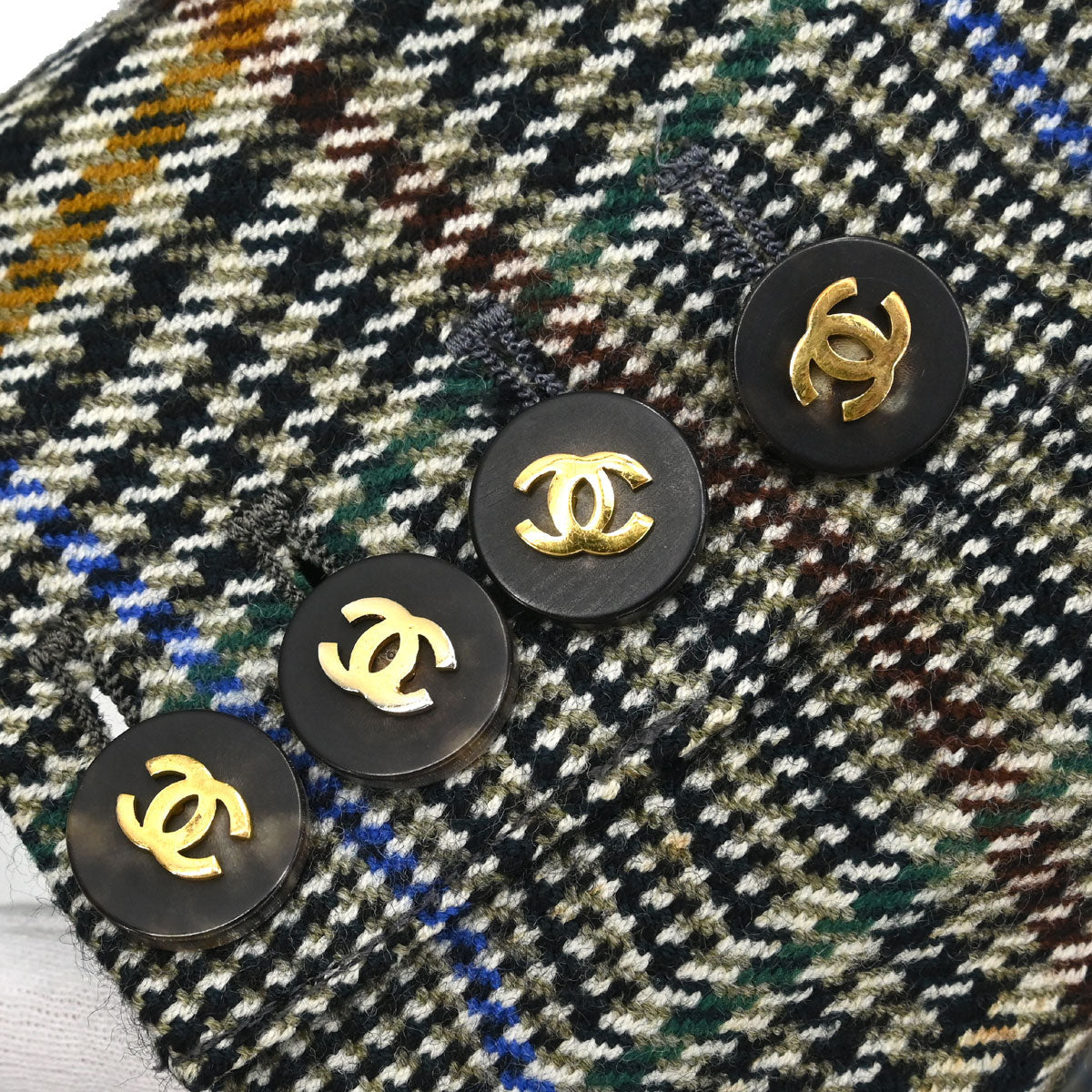 Chanel Single Breasted Check Jacket Gray #34