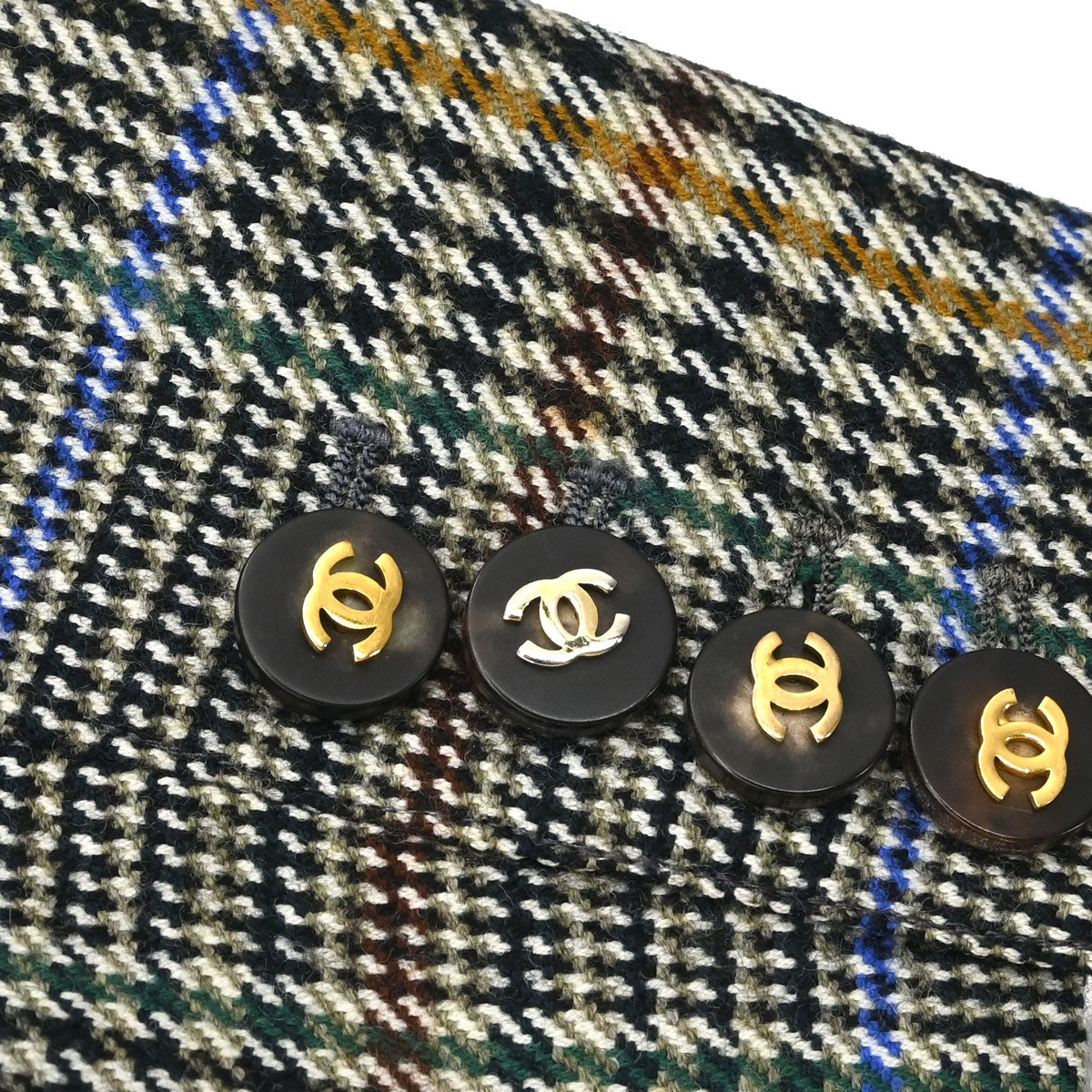 Chanel Single Breasted Check Jacket Gray #34