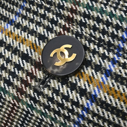 Chanel Single Breasted Check Jacket Gray #34