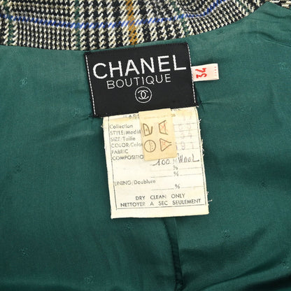 Chanel Single Breasted Check Jacket Gray #34