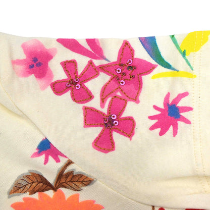 Christian Dior 2006 Floral T-shirt Sequins Beads Ivory #36
